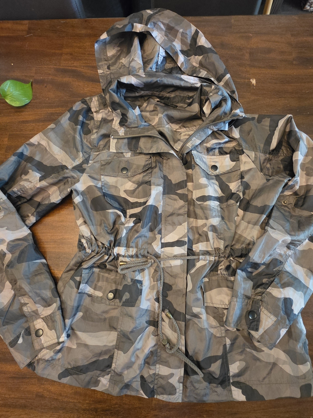 Shinestar Gray Camo Utility Anorak Jacket with Hood